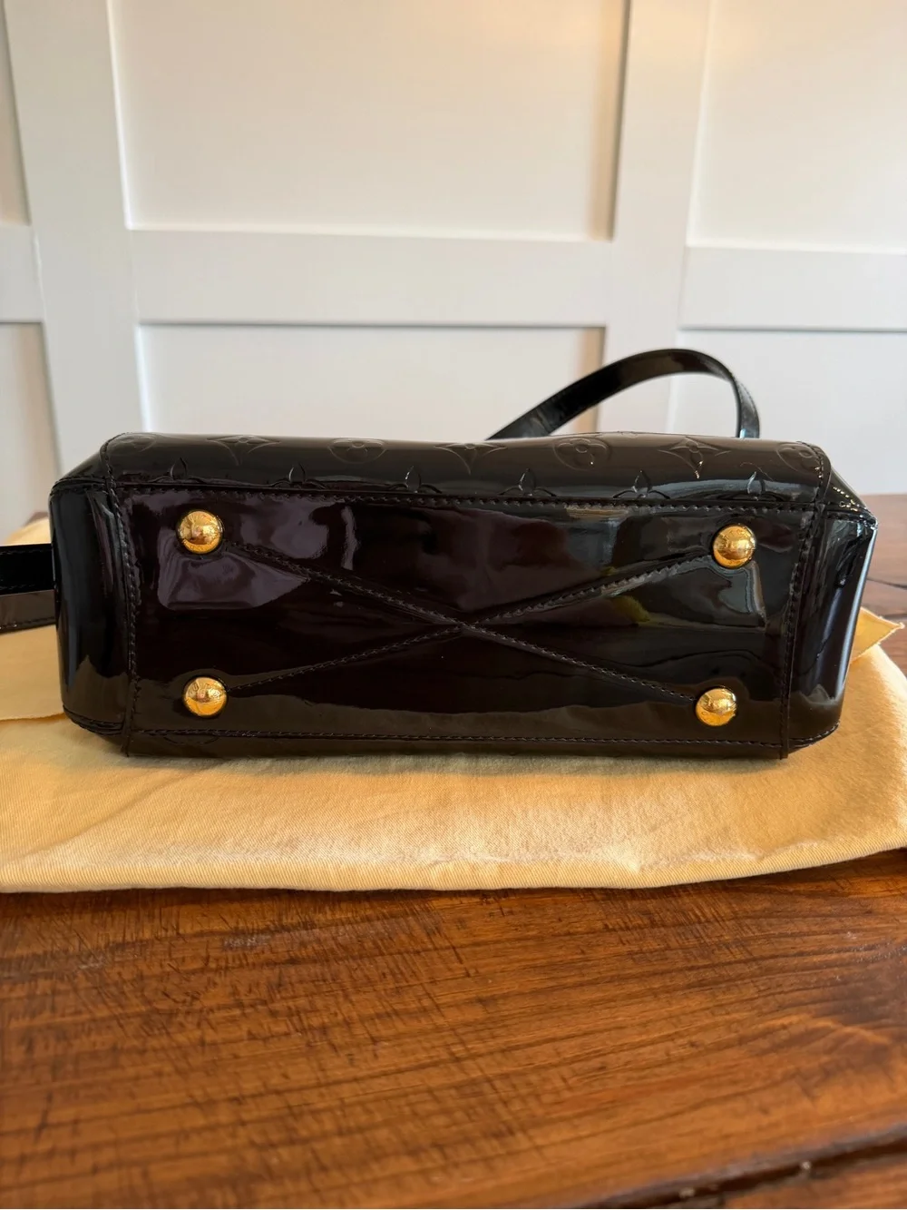 Louis Vuitton Montaigne Vernis Black Patent Leather Satchel